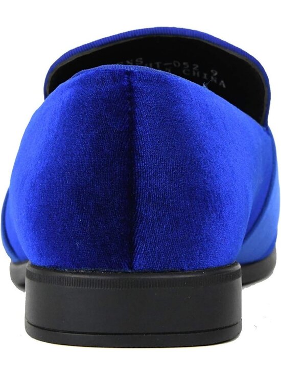 Amali Men\'s Royal Paisley Embossed Velvet Loafer Satin Trim Slip On Tuxedo Shoes